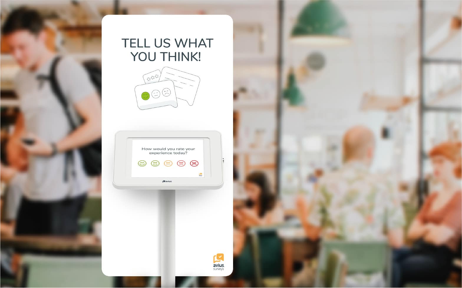 Avius Express Survey Kiosk in a cafe