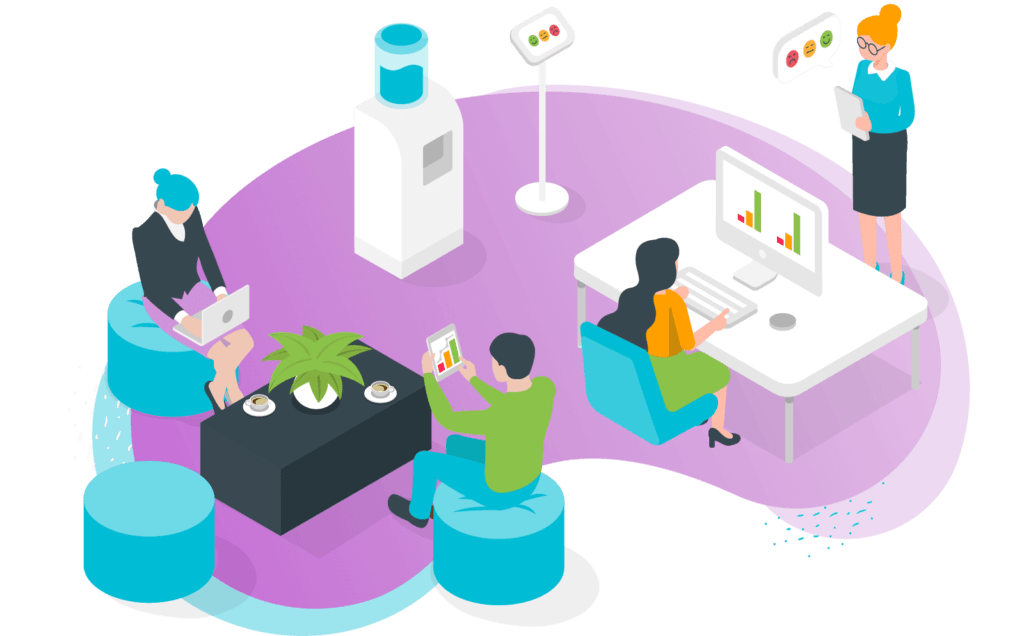 HR team working on employee engagement illustration
