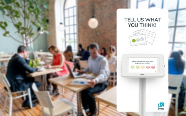 Avius survey kiosk in a cafe