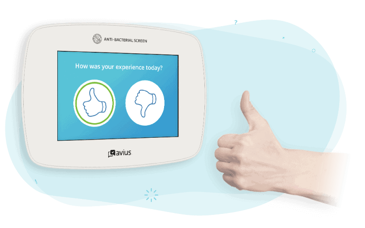 A Gestures touchless survey with a hand doing a thumbs up gesture